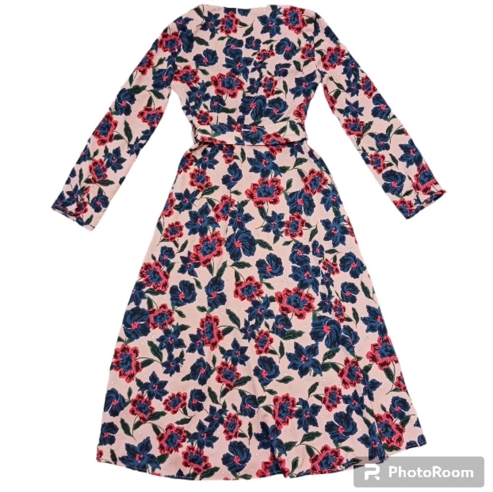 ZARA Trafaluc Wrap Floral Midi Dress Long Sleeve - Picture 6 of 12